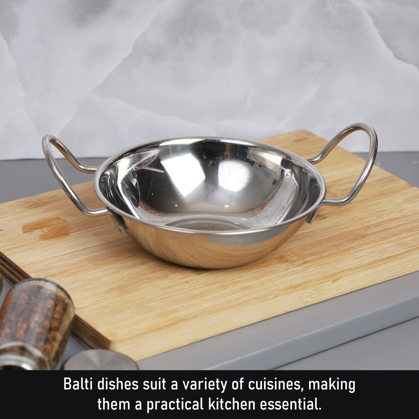 Buckingham Pack of 4 Stainless Steel Balti Dishes 15 cm
