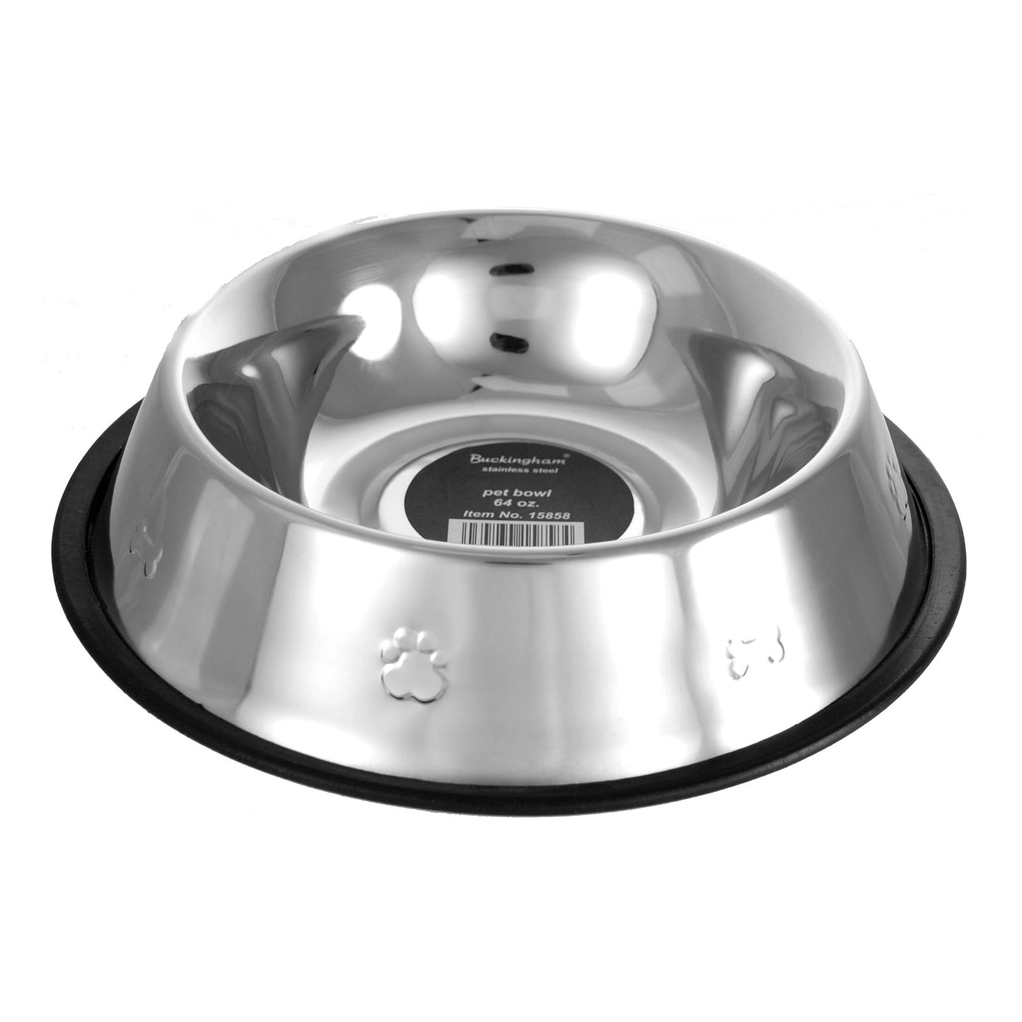 Stainless Steel Buckingham Dog Bowl (1.3 Ltr) W/ Paw Moftif