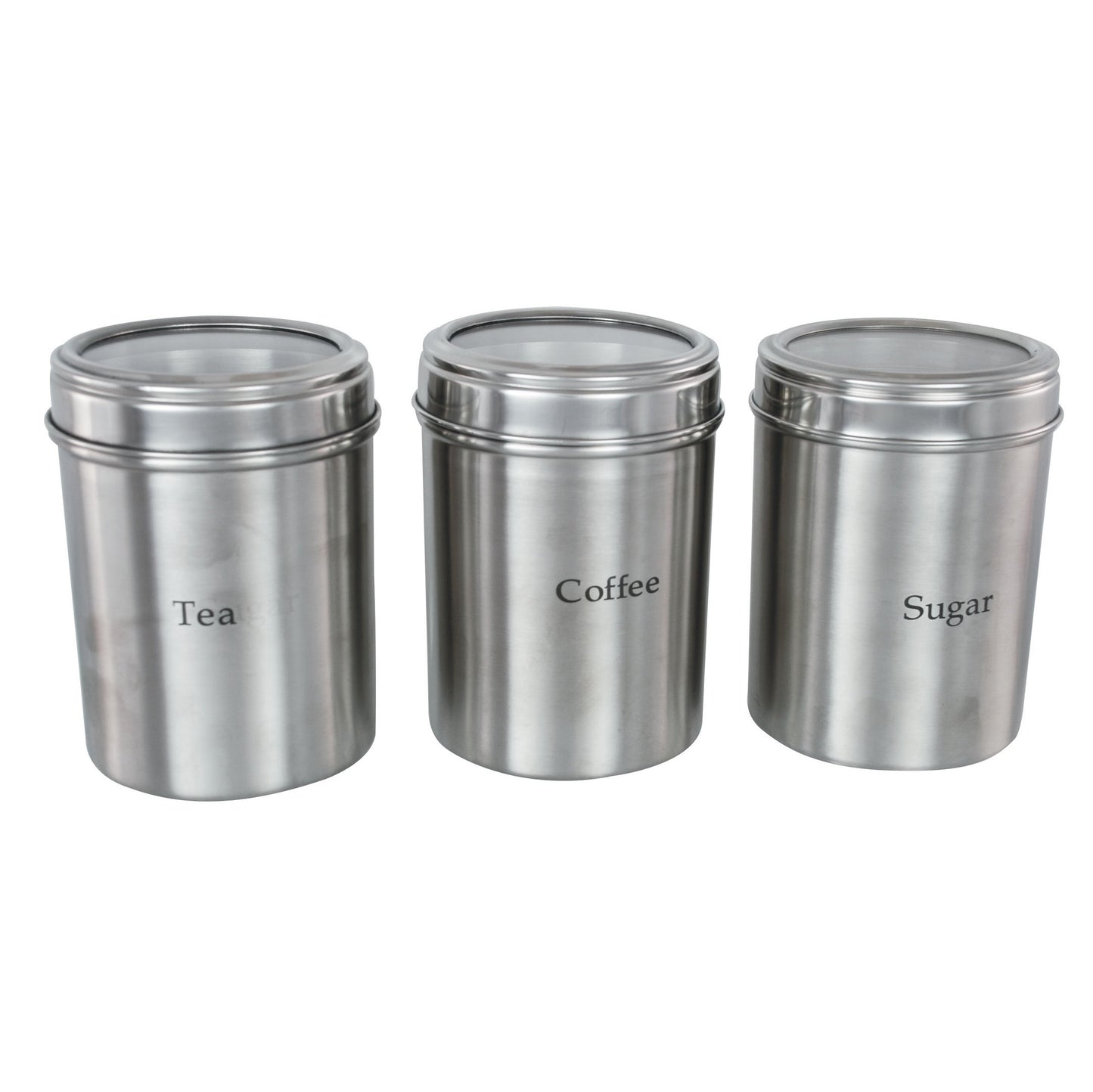 Buckingham Stainless Steel Set of 3 Storage Canisters with Acrylic Lid Matt Finish