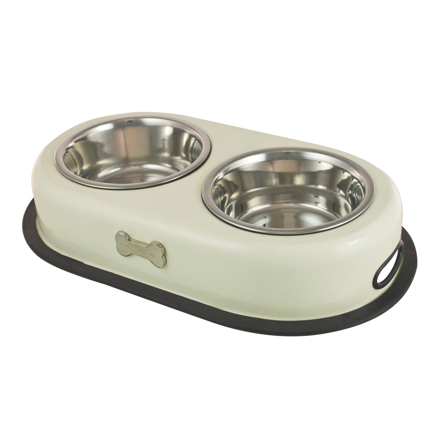 Buckingham Stainless Steel Double Dog Bowls Cream