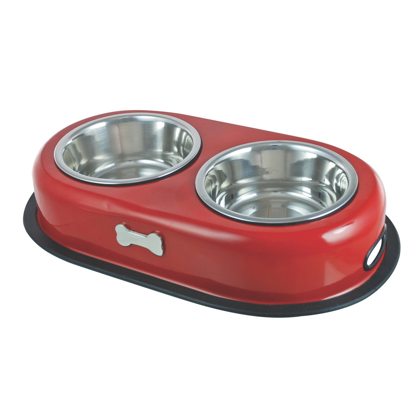 Buckingham Stainless Steel Double Dog Bowls Red