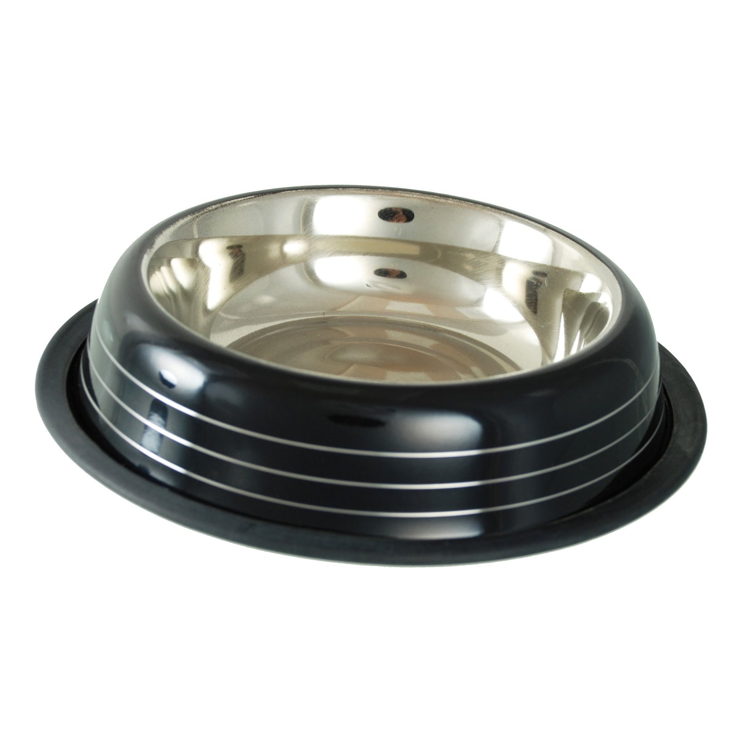 Buckingham Striped Pet Bowl Black (16oz)