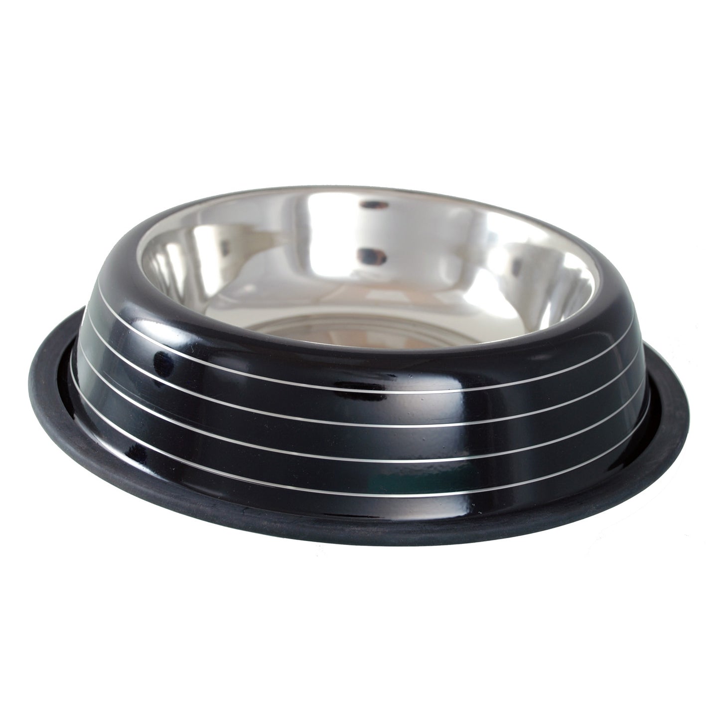 Buckingham Striped Dog Bowl Black (64oz)