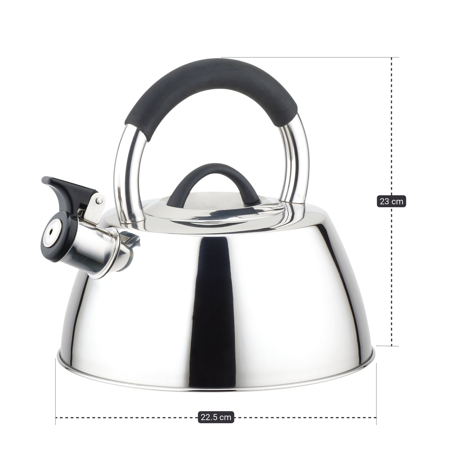 Buckingham stainless steel stovetop mirror finish with black silicon grip 2.6 Litre