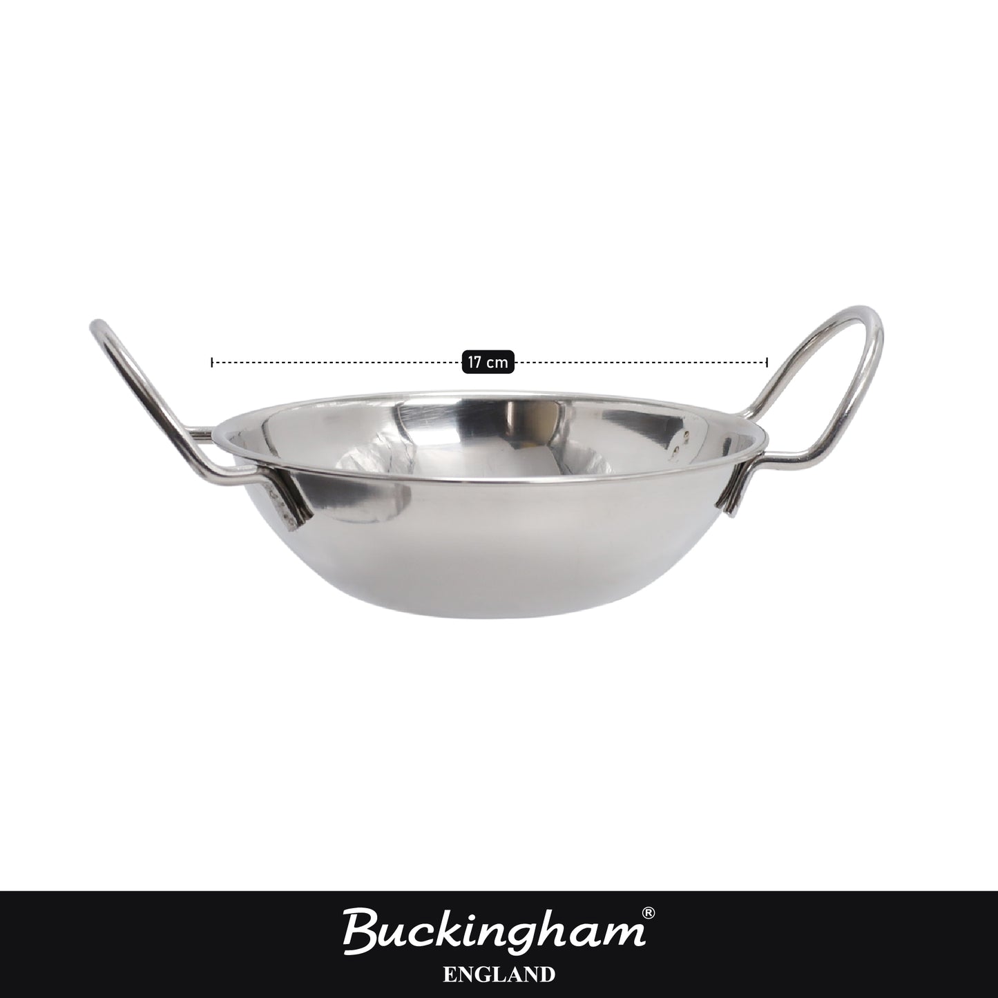 Buckingham Pack of 12 Stainless Steel Balti Dishes 17 cm