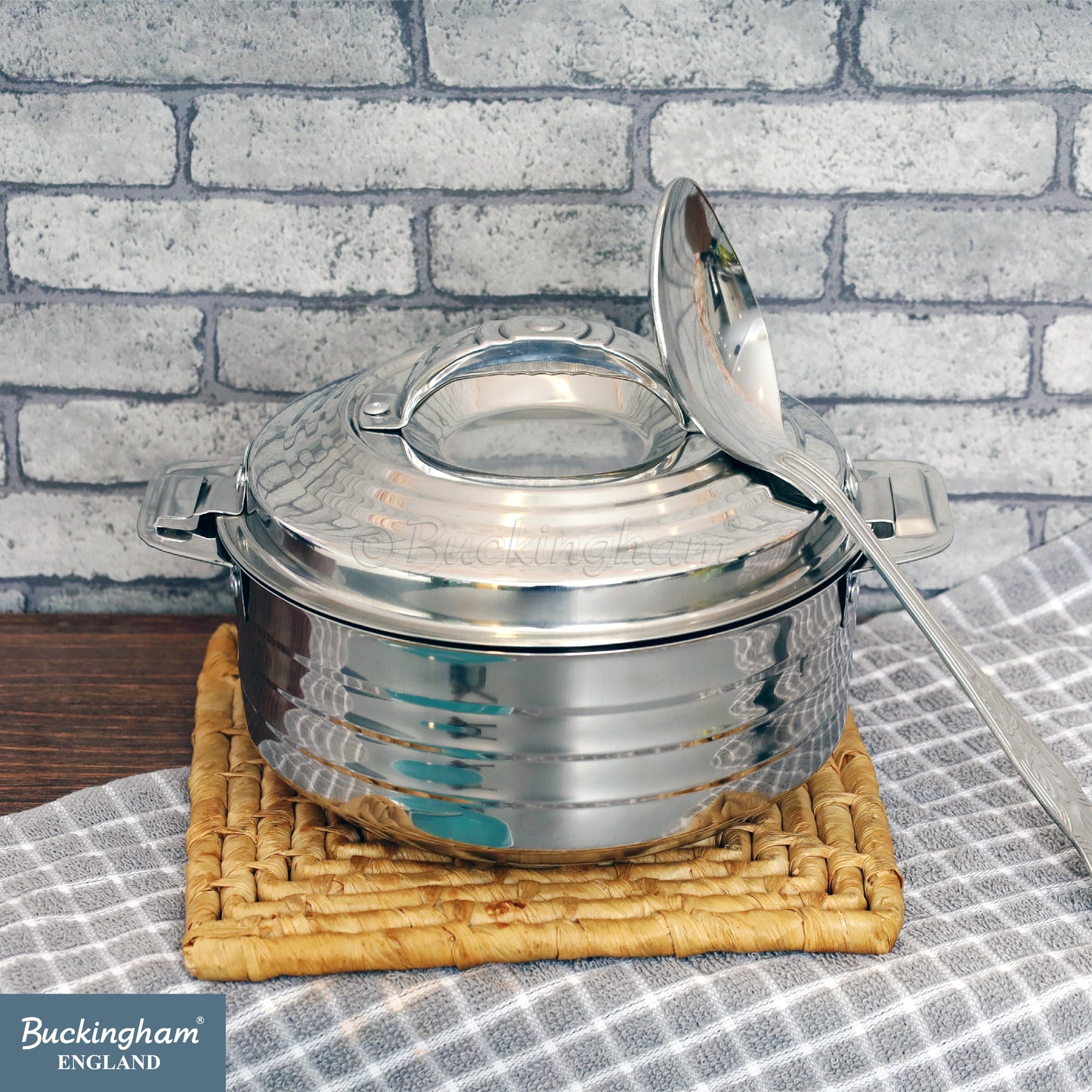 Buckingham Stainless Steel Double Wall Insulated Hotpot Ribbed Design