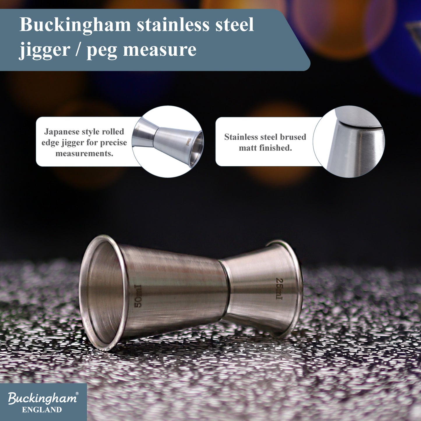 Buckingham Stainless Steel Double Jigger 25/50ml