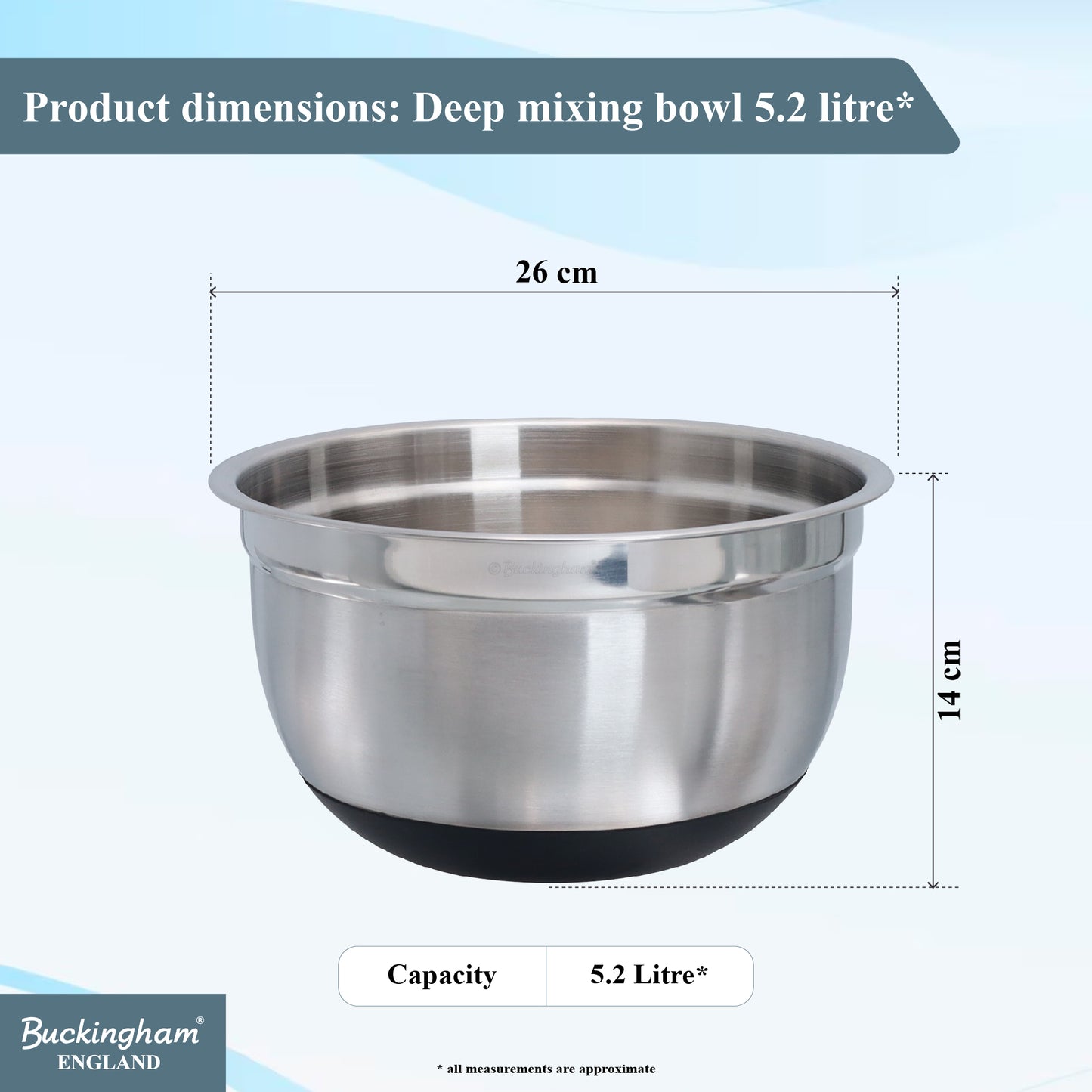 Buckingham Deep salad / mixing bowl with black silicone cladding