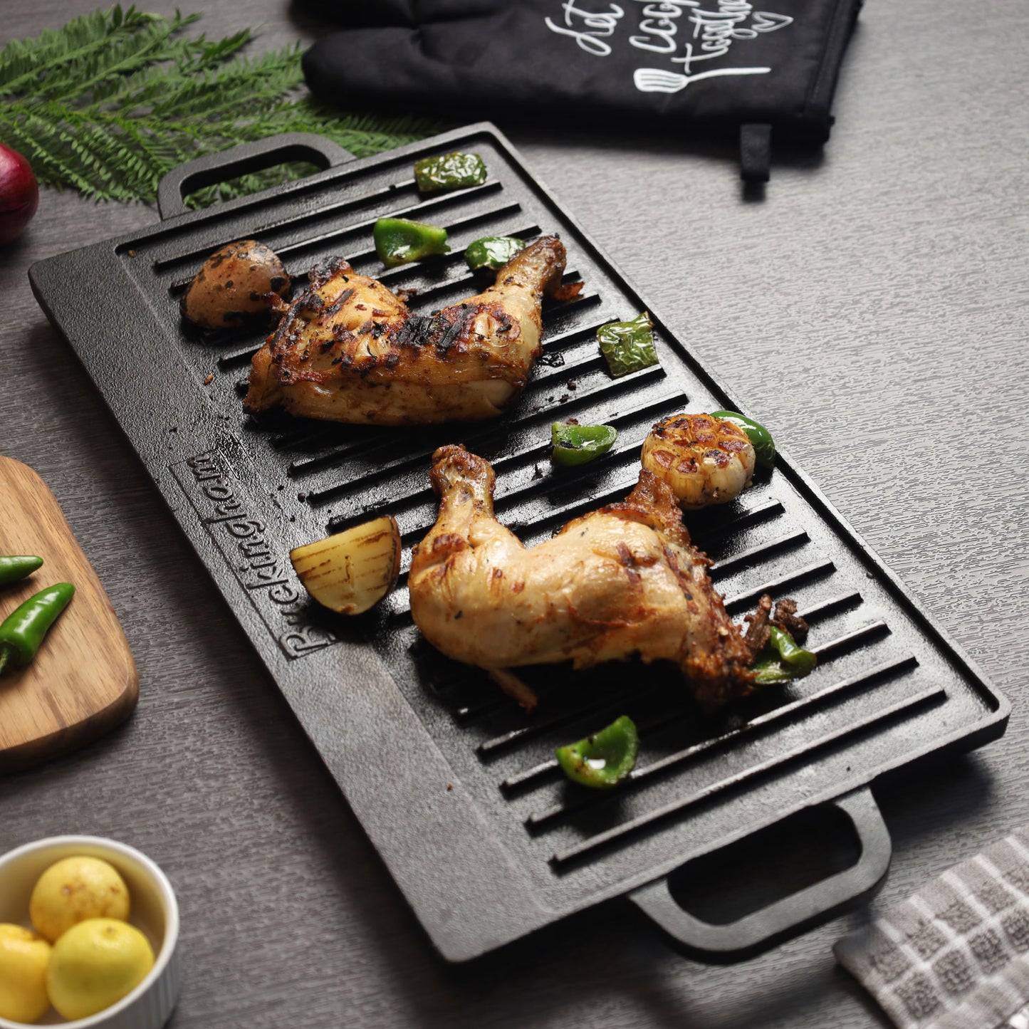 Buckingham Pre-Seasoned Cast Iron Reversible Grill Plate 50 cm