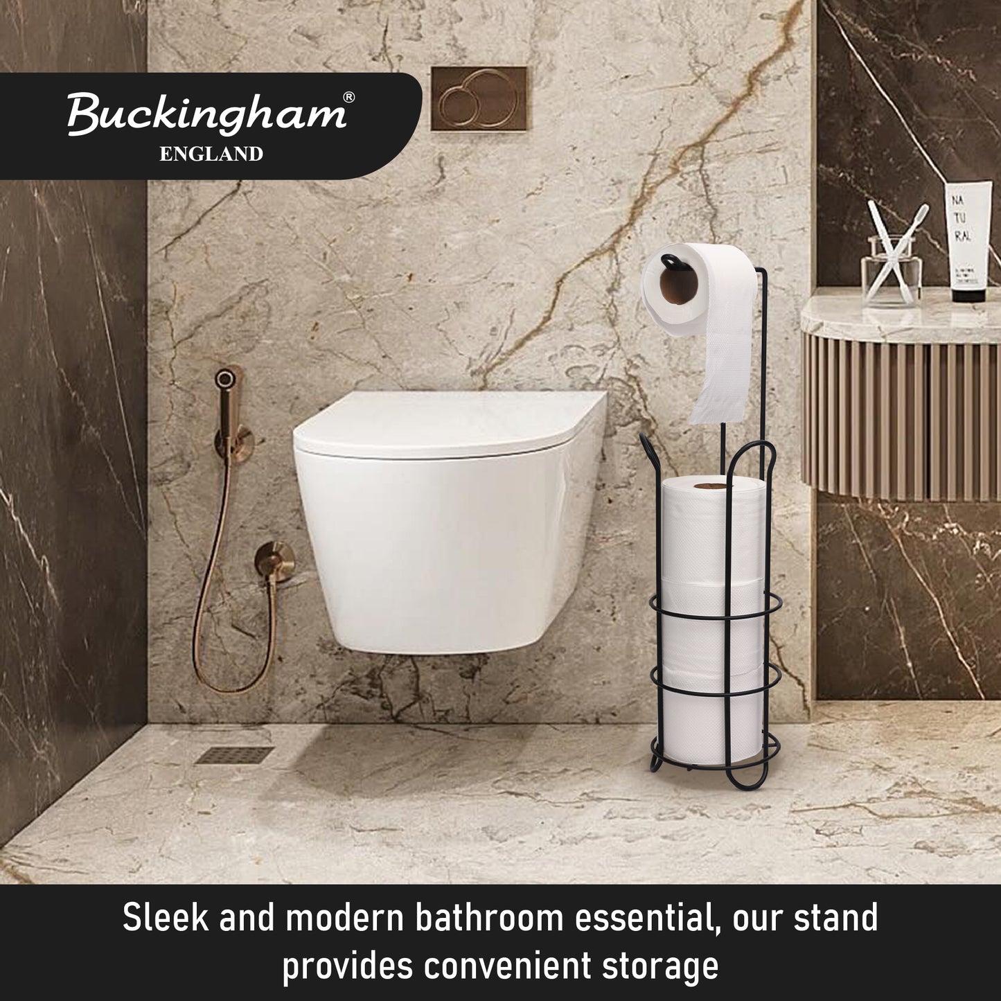 Buckingham Toilet Roll Holder Large Black