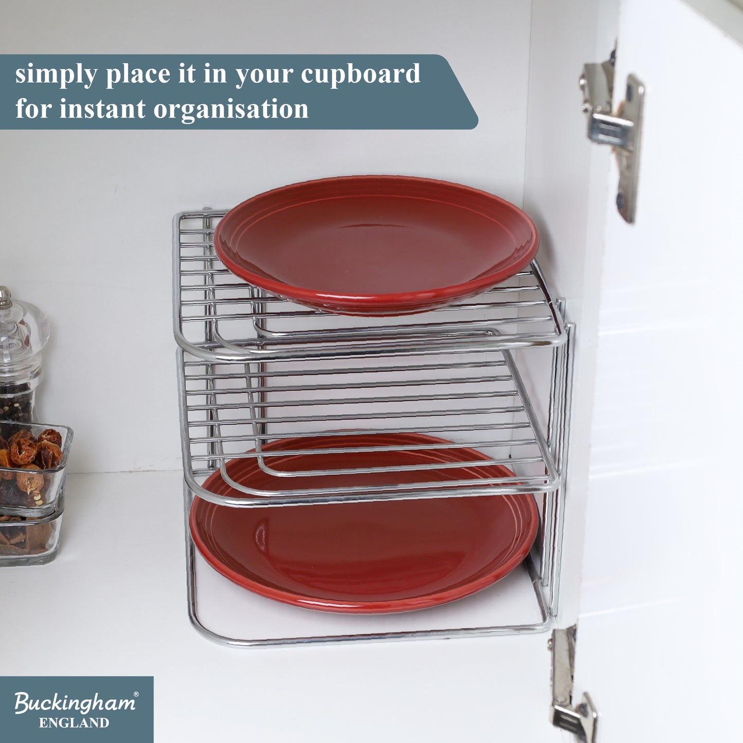 Buckingham 3 Tier Chrome Corner Plate Kitchen Metal, 22.5 cm