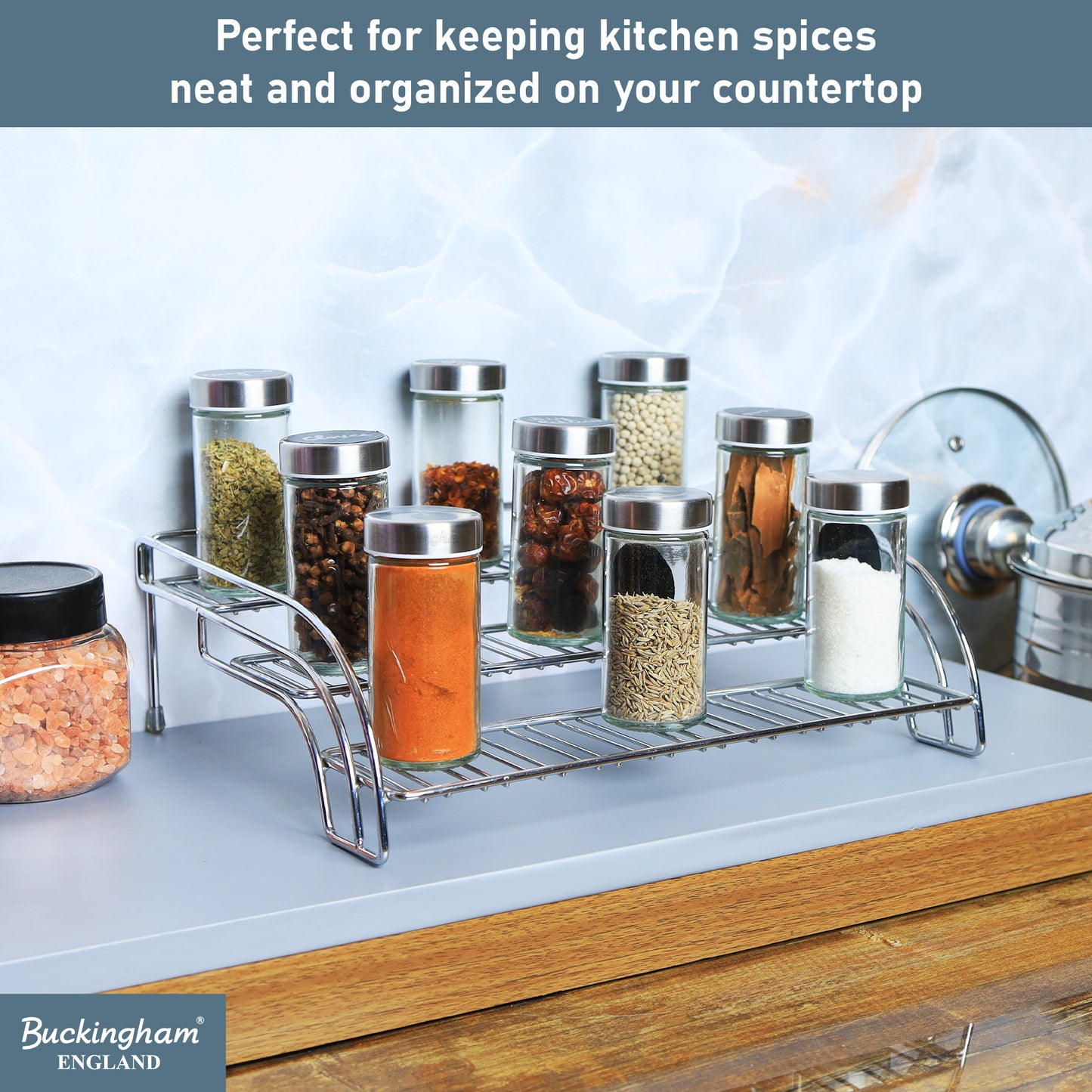 Buckingham 3 Tier Spice & Herb Rack Jar Holder