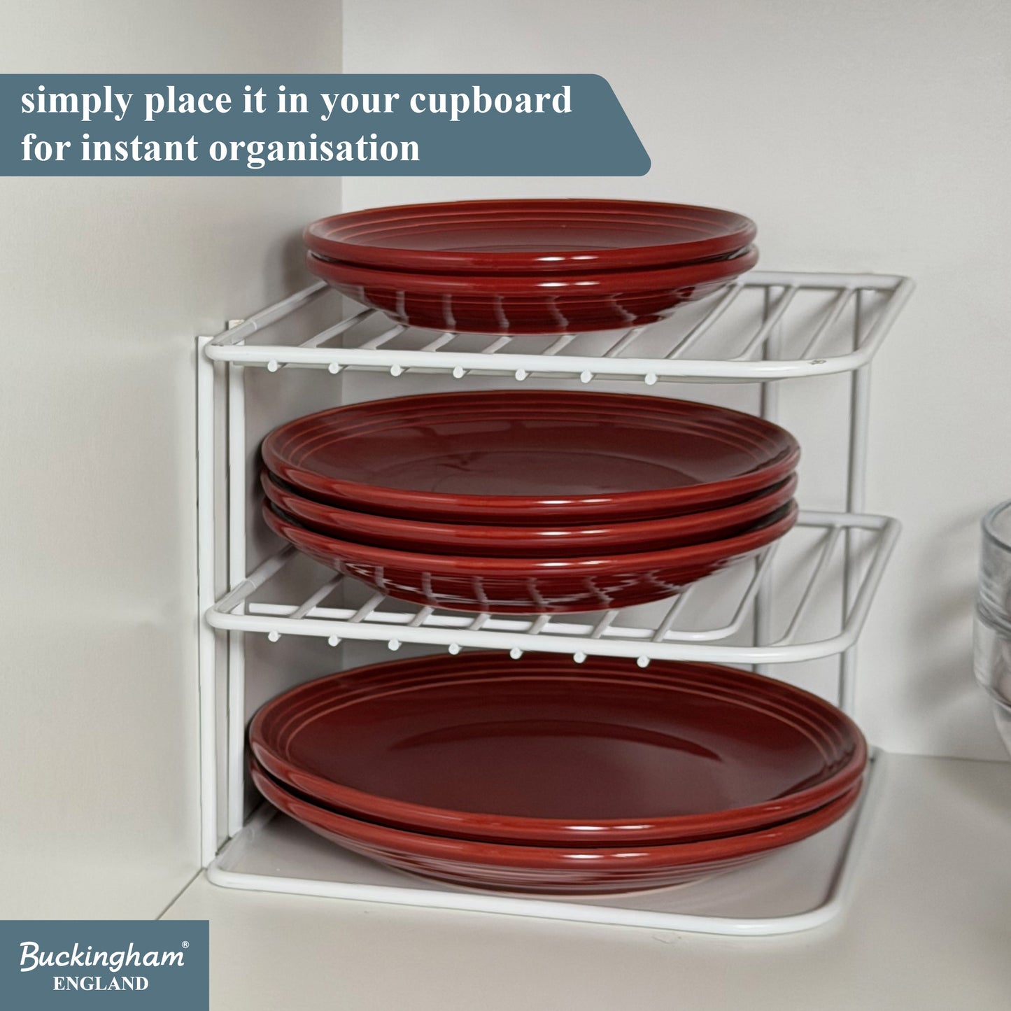 Buckingham 3 Tier Corner Plate Storage Rack 22.5 cm