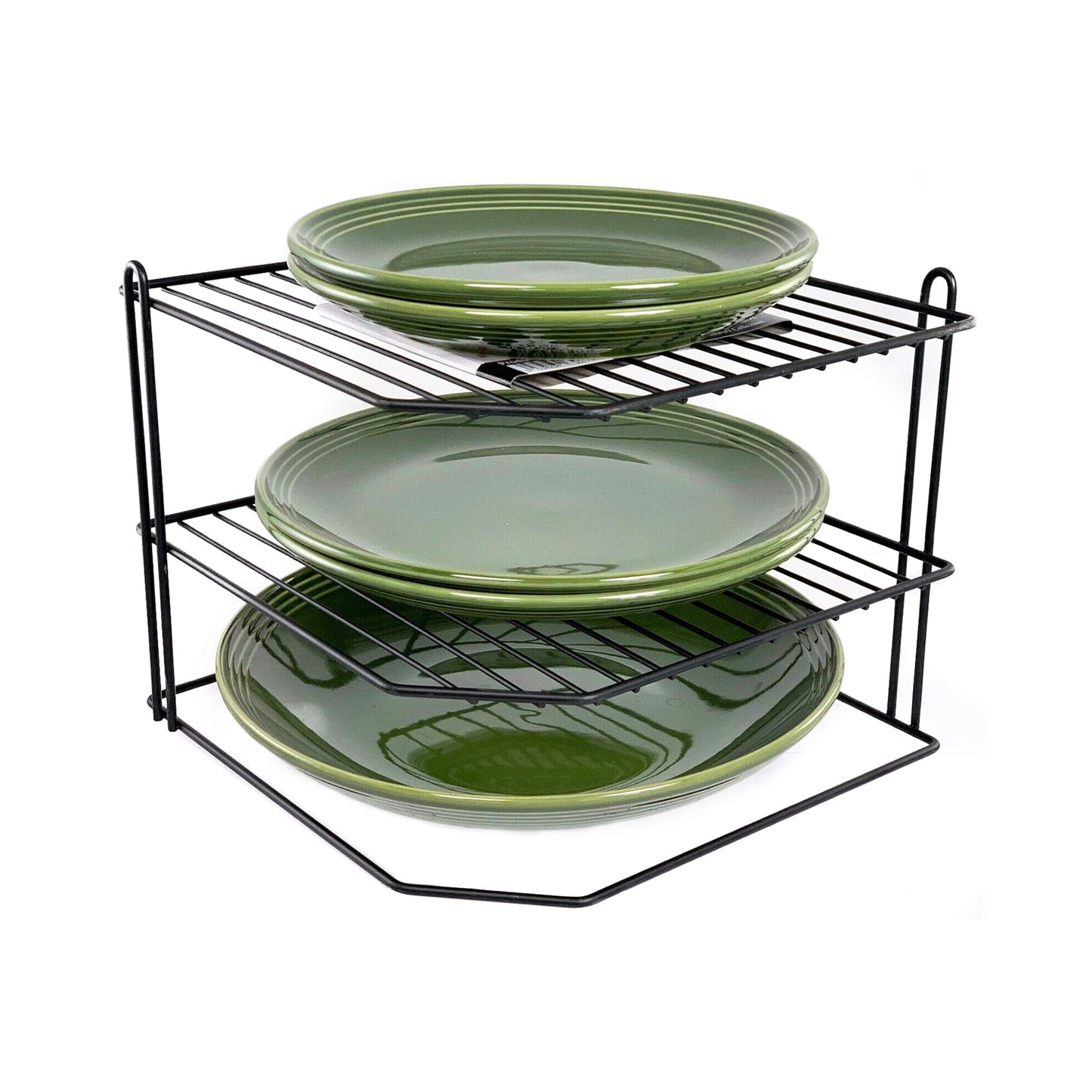 Buckingham 3 Tier Corner Plate Rack White Chrome and Black 23 cm