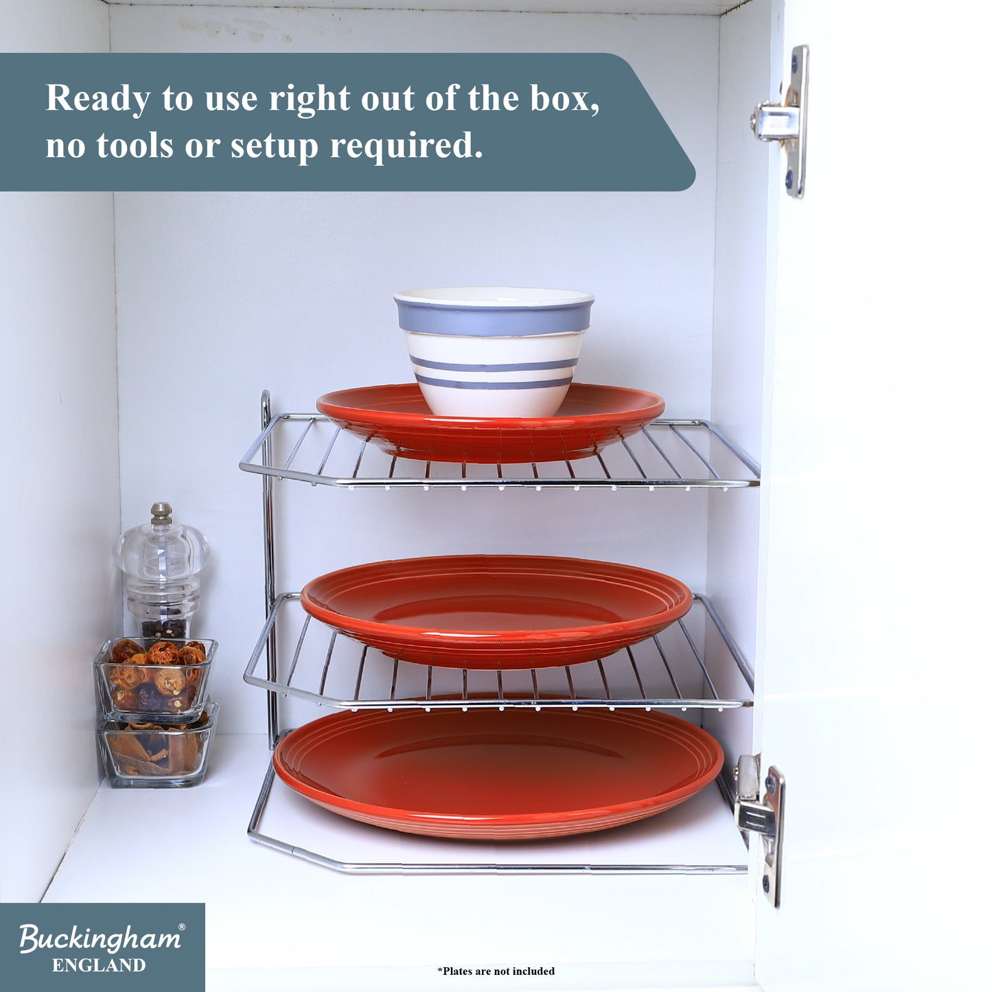 Buckingham 3 Tier Corner Kitchen Plate Rack 28 cm