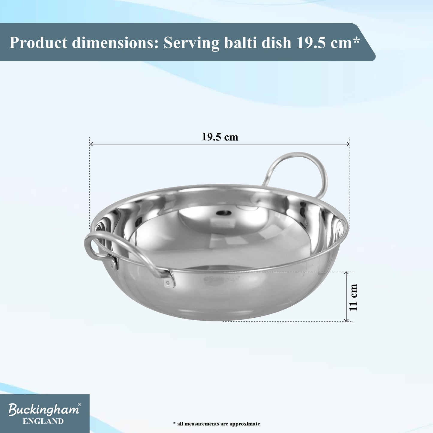 Buckingham Premium Stainless Steel Balti Dish Indian Curry