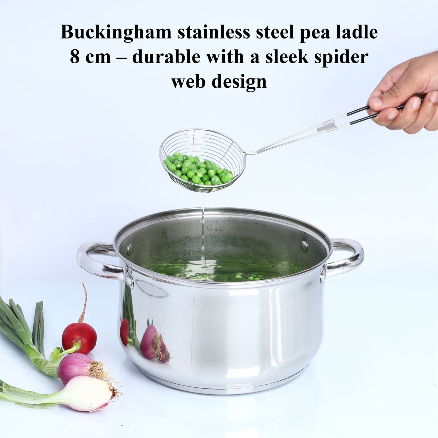 Buckingham Stainless Steel Pea Ladle Skimmer with Silicone Grip