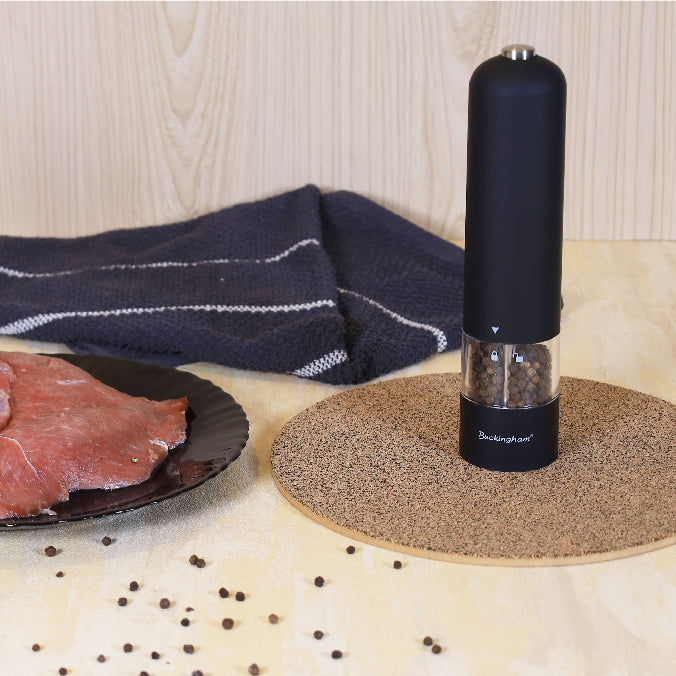 Buckingham Electric Salt and Pepper Grinder Set Soft-Touch Push Button