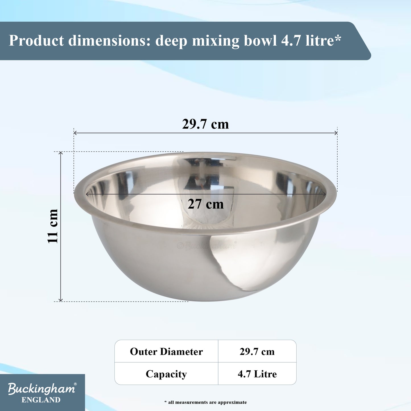 Buckingham Stainless Steel Washing up Bowl 29 cm