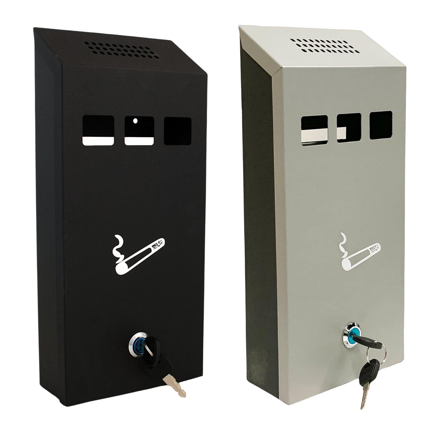 Buckingham Wall Mounted Outdoor Cigarette Bin Slimline Grey/Black