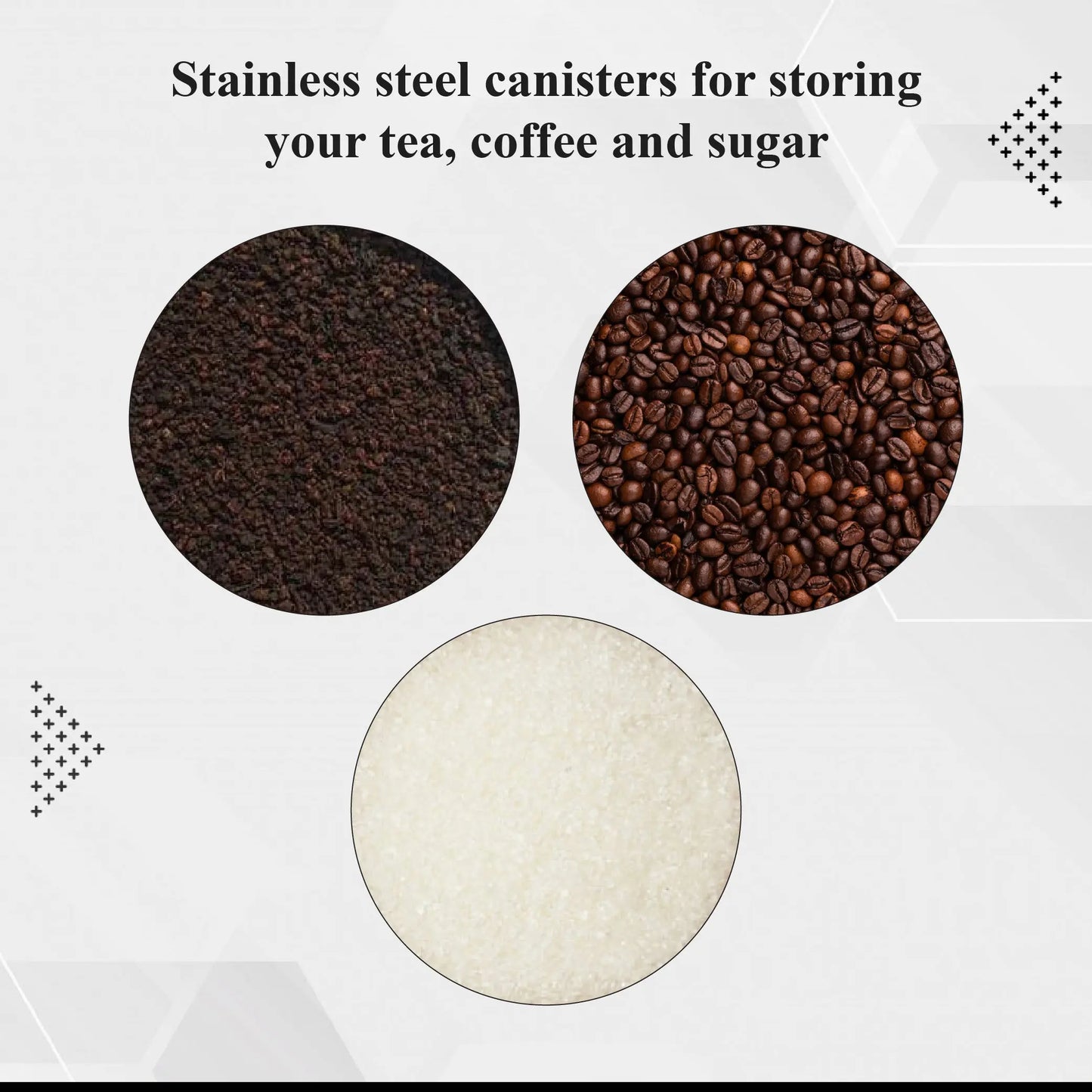 Buckingham 3-Piece Kitchen Storage Canisters Jar Ideal for Tea Coffee and Sugar, Stainless Steel, Red, 10 cm Buckingham Cookware UK Buckingham Cookware UK