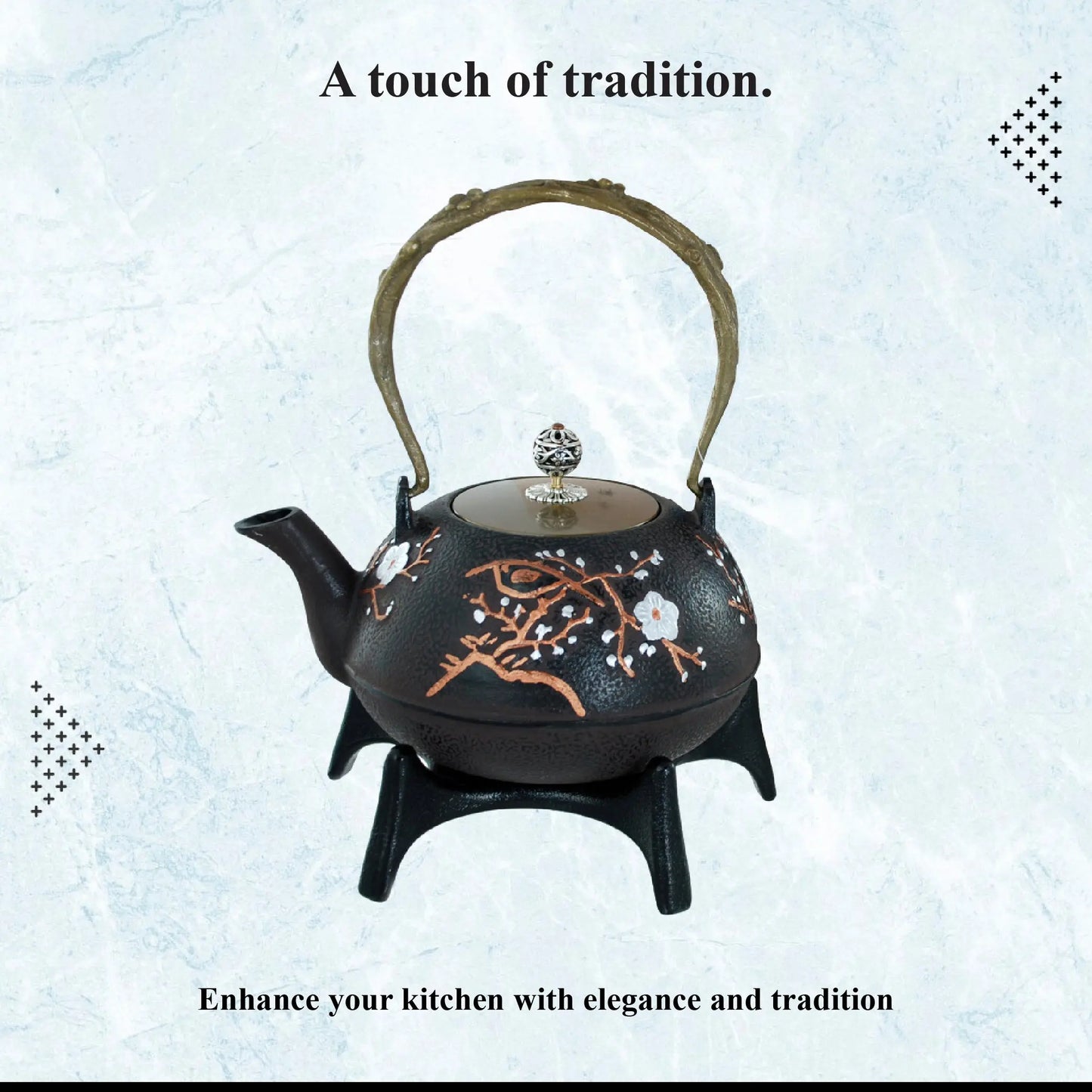 Buckingham Handmade Japanese Style Cast Iron Teapot with Trivet Kettle 1300 ml with Trivet , Gift Box Set Buckingham Cookware UK