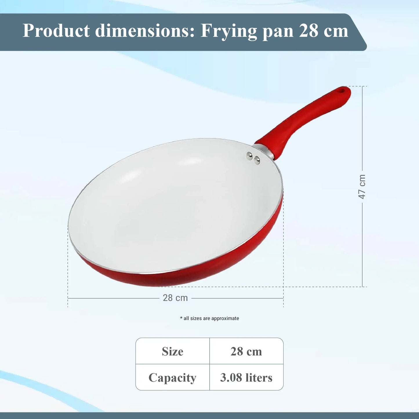Buckingham Induction Ceramic Coated Frying Pan 28 cm, Red Buckingham