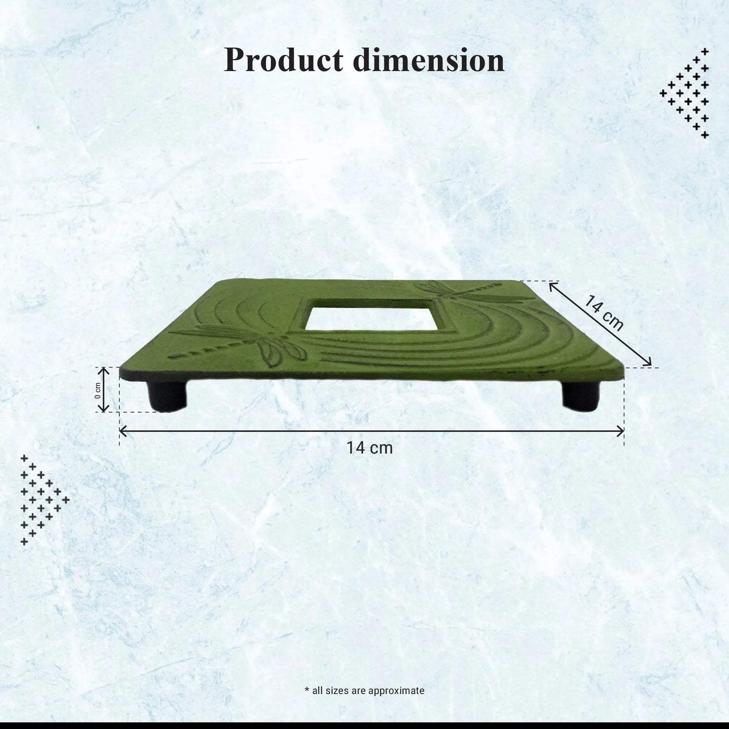 Buckingham Japanese Style Cast Iron Trivet Hot Plate Pot Stand Worktop Protector, 14 cm, Green, Dragonfly Buckingham