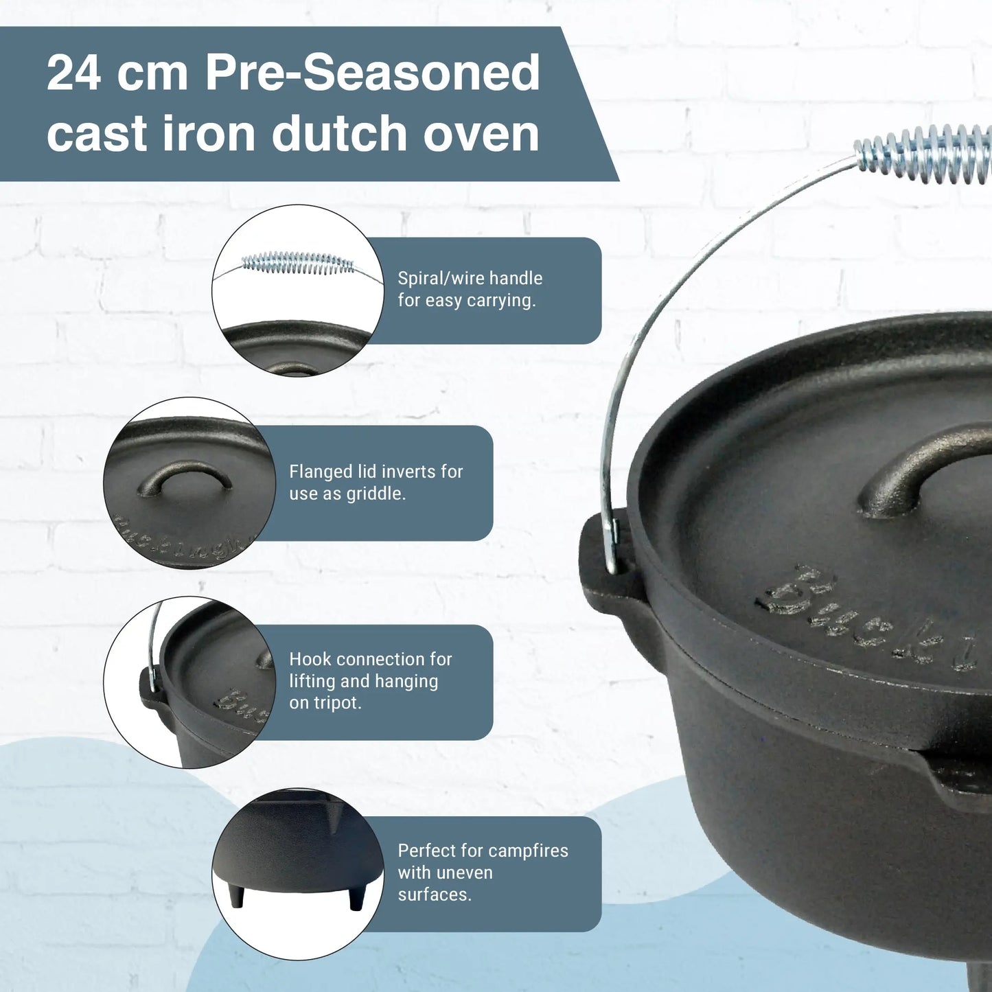 Buckingham Pre Seasoned Cast Iron Dutch Oven