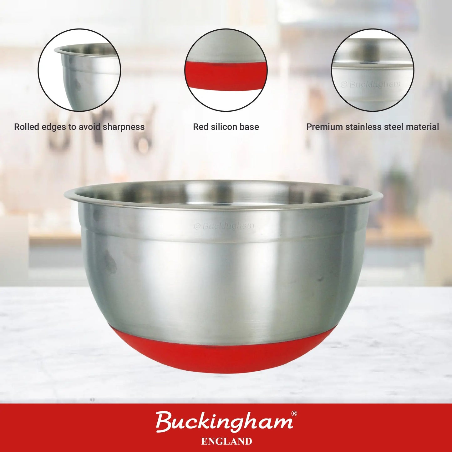 Buckingham Stainless Steel set of 3 salad mixing bowl set Buckingham Cookware UK Buckingham Cookware UK