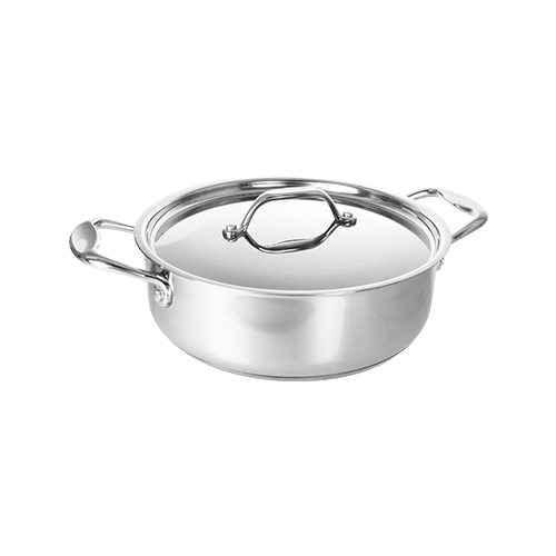 Buckingham Stainless Steel Casserole with Glass Lid and Riveted Handles 24 cm