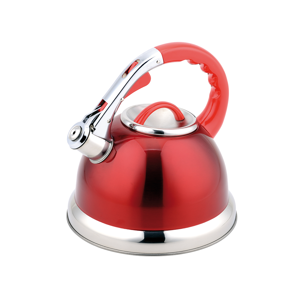 Buckingham Stainless Steel Whistling Kettle Metallic Red Finish 3.5 Litre