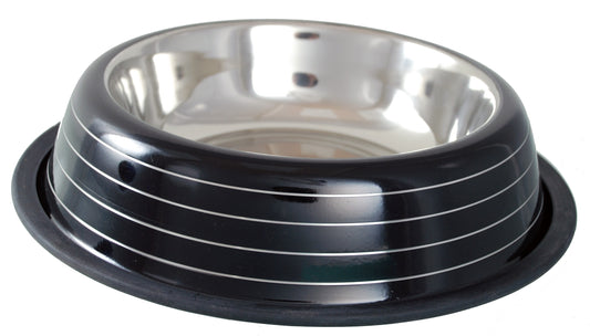 Buckingham Striped Dog Bowl Black (64oz)