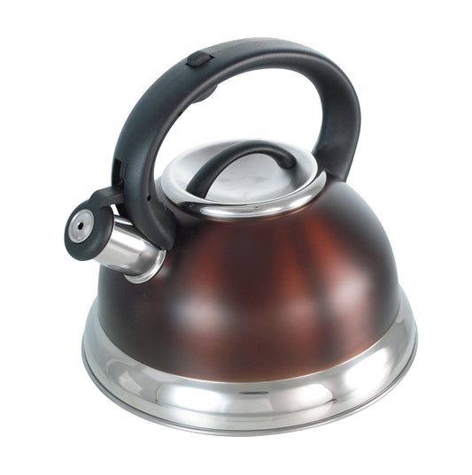 Buckingham Stainless Steel Stove Top Induction Gas Whistling Kettle 3 L - Brown