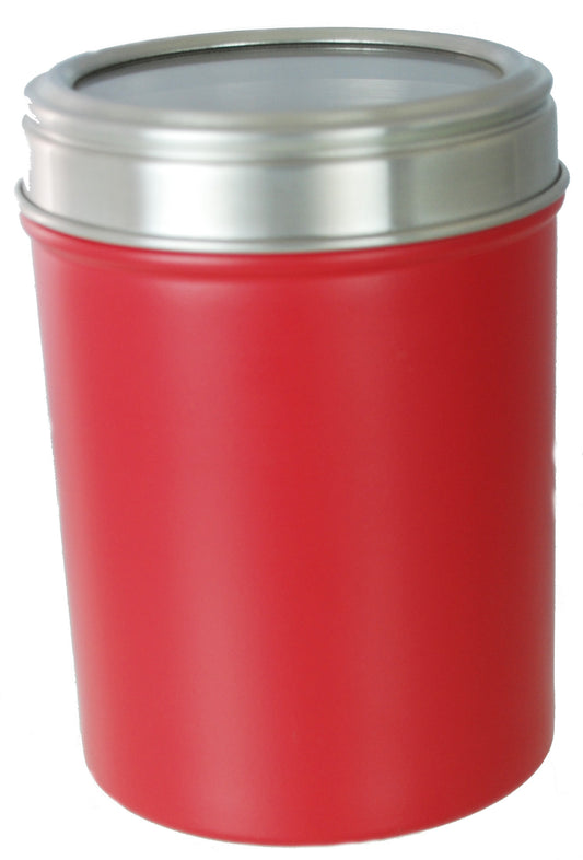 Buckingham Stainless Steel Storage Canisters with Cut-Out Acrylic Lid, 14 cm Red