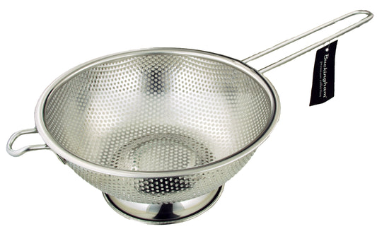 Buckingham Micro-perforated Stainless Steel Long handle Colander Strainer For Rice Pasta Spaghetti Noodles Vegetables Fruits Cooking and Kitchen Use - 19.5 cm, Stainless Steel.