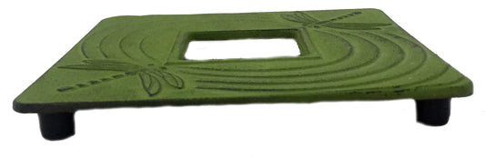 Buckingham Japanese Style Cast Iron Trivet Hot Plate Pot Stand Worktop Protector, 14 cm, Green, Dragonfly