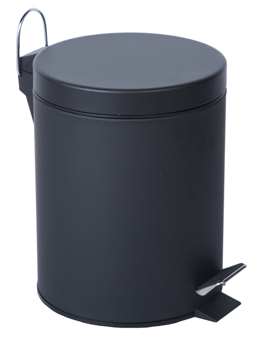 Buckingham Black Powder Coated Pedal Bin Waste Trash Bin for Bathroom Kitchen Office 3 Litres