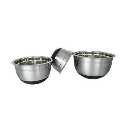 Buckingham Set of 3 Stylish Stainless Steel Salad/Mixing Bowls 18 cm, 22.5 cm & 26 cm