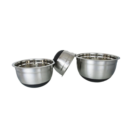 Buckingham Set of 3 Stylish Stainless Steel Salad/Mixing Bowls 18 cm, 22.5 cm & 26 cm