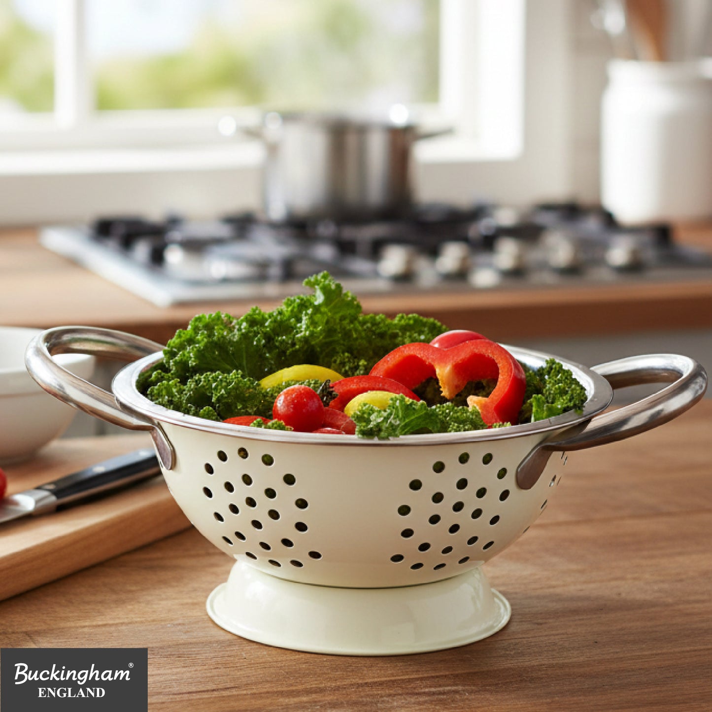 Buckingham Stainless steep Deep colander Cream