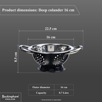 Buckingham Stainless Steel Deep Colander Black