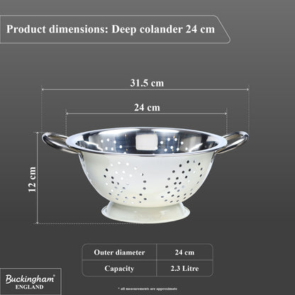 Buckingham Stainless steep Deep colander Cream