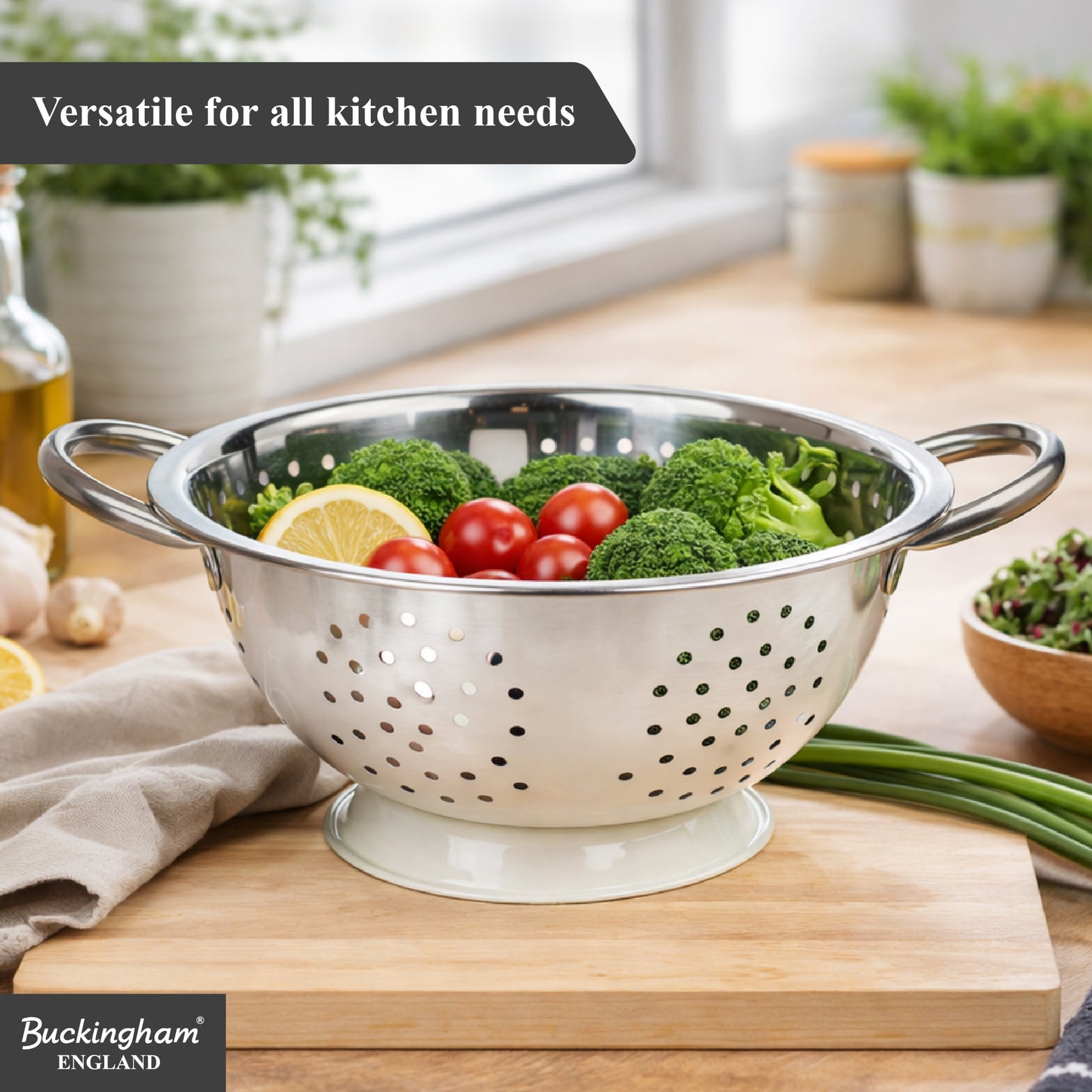 Buckingham Stainless steep Deep colander Cream