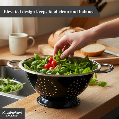 Buckingham Stainless Steel Deep Colander Black