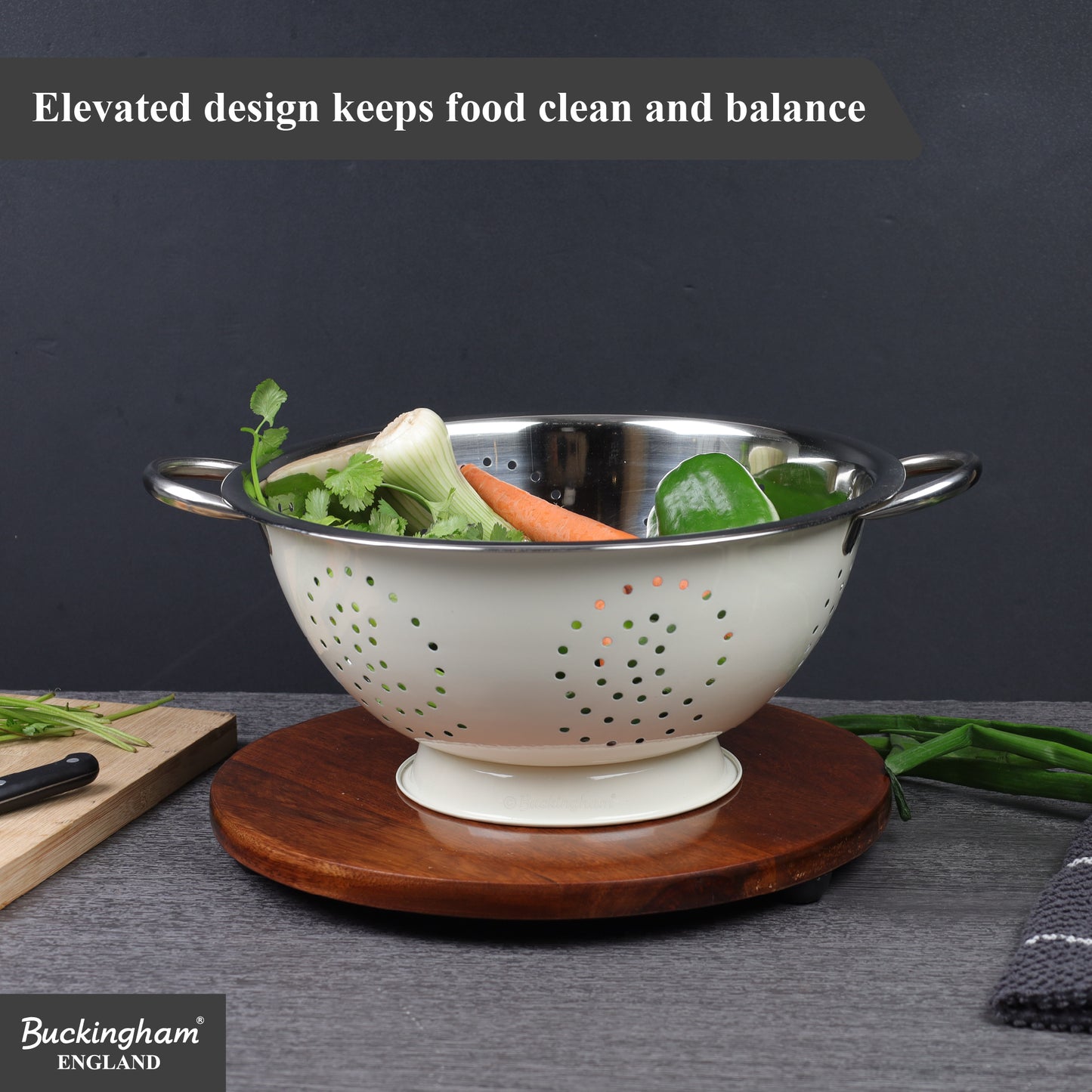 Buckingham Stainless steep Deep colander Cream