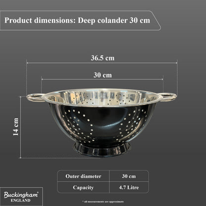 Buckingham Stainless Steel Deep Colander Black