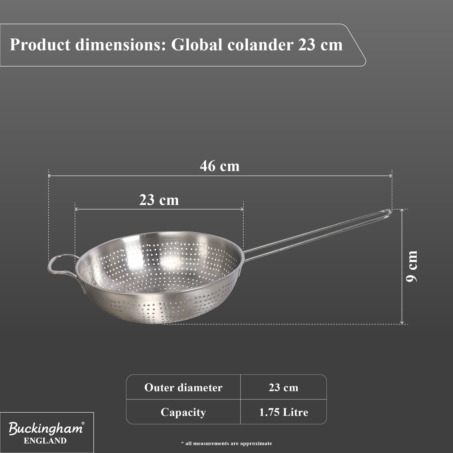 Buckingham Global Colander 22 cm , Long Handle