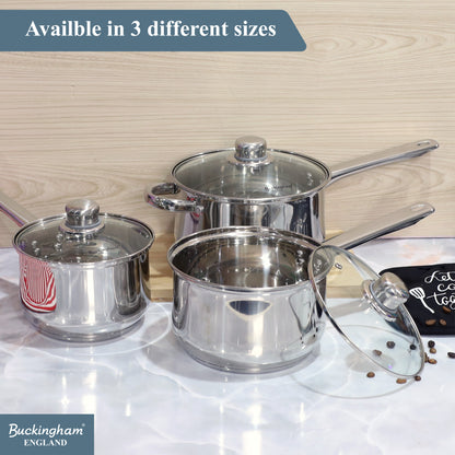 Buckingham 3-Piece Deep Saucepan Set