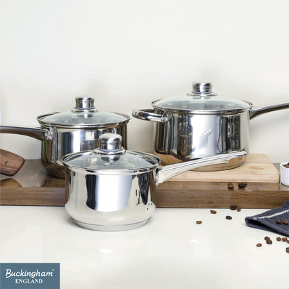 Buckingham 3-Piece Deep Saucepan Set